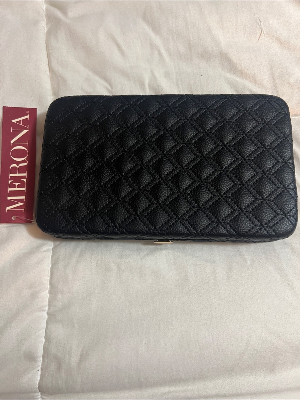 Merona Black Quilted Carry Wallet